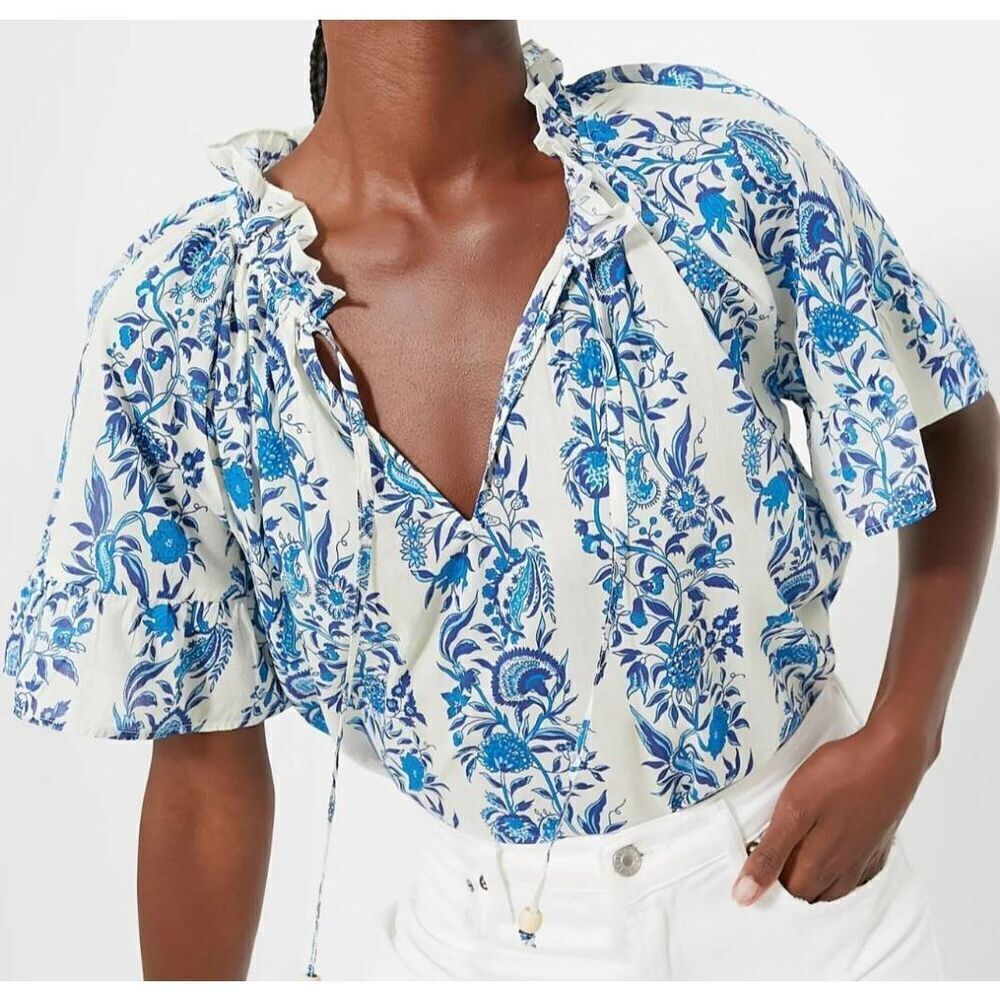 NWT Tuckernuck TNUCK BEACH Cerulean Posy Cassis Top sz M
